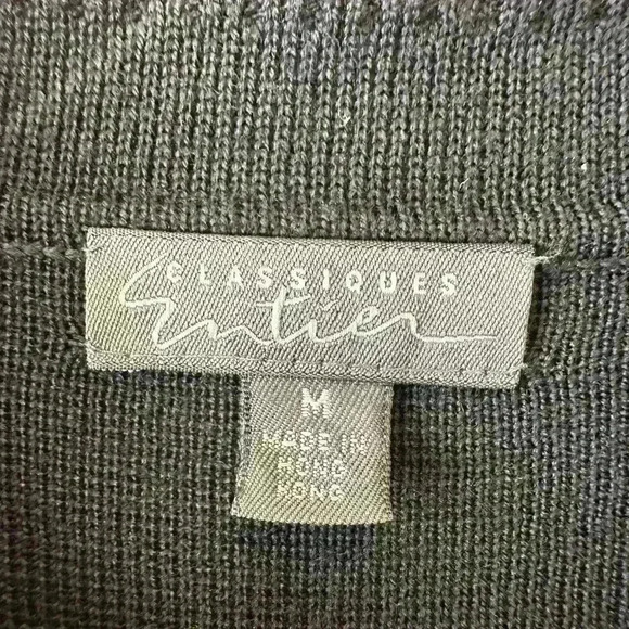 Classics Entier Women's Sz M Black Button-Front Midi Shirtdress Merino Wool Goth - Picture 5 of 12